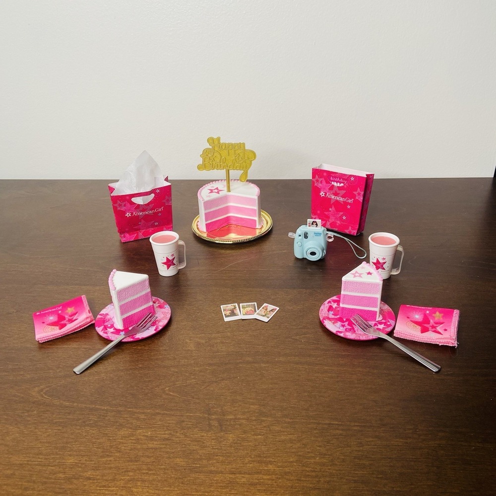 American Girl Truly Me Birthday Party Cake Set Camera Forks Gift Bags Retired